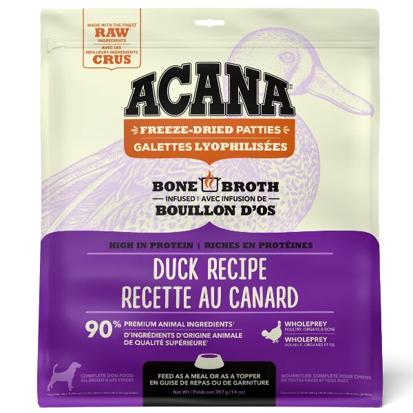 ACANA Duck Recipe Freeze Dried Dog Food, Patties