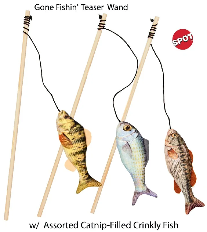 Gone Fishin' Cat Teaser Wand Cat Toy, Assorted