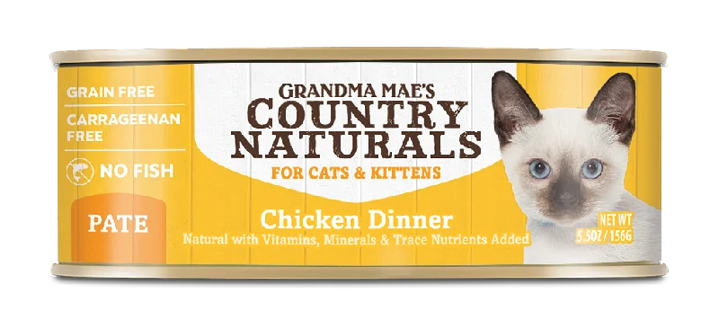 Grandma Mae's Country Naturals Grain Free Chicken Dinner Canned Wet Food For Cats 5.5oz/24