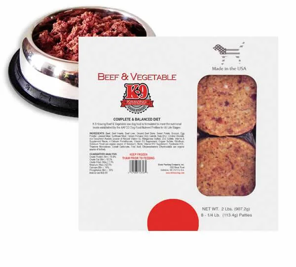 K-9 Kraving Beef & Vegetable Raw Dog Food (5 lb Roll)