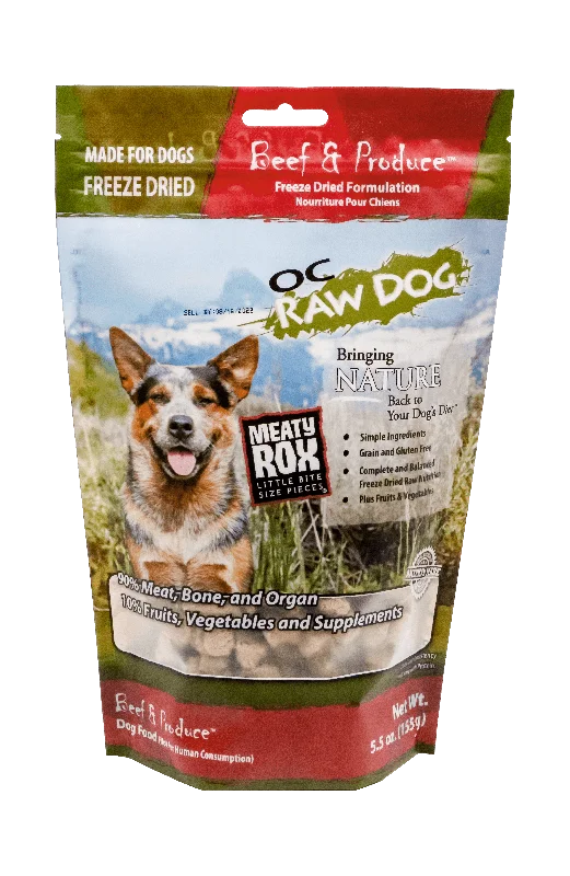 OC Raw Dog Freeze-Fried Beef & Produce Meaty Rox (5.5 Oz Meaty Rox)