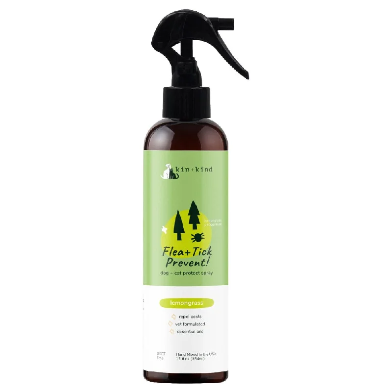 10% OFF: Kin+Kind Flea & Tick Prevent Spray For Cats & Dogs (Lemongrass Scented) 12oz