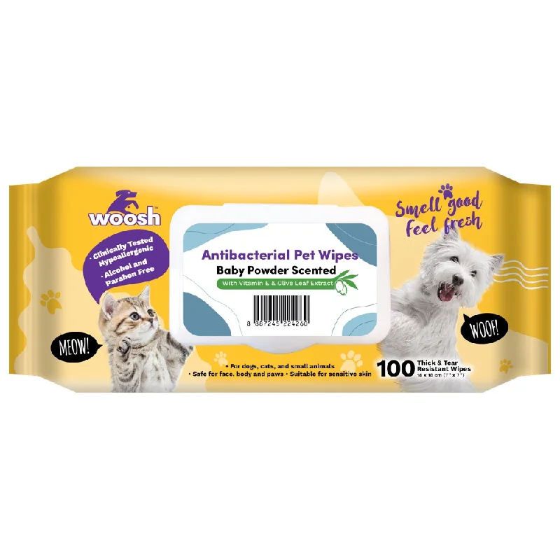 Woosh Baby Powder Scented Antibacterial Pet Wipes 100pcs