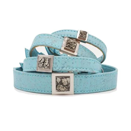 Diphda Collar - Sky Blue Collar w/ Pyrite Slider