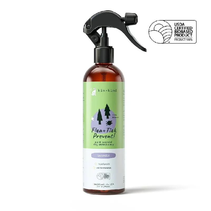 Kin + Kind Dog Flea + Tick Prevent! Protect Spray Lavender 12oz