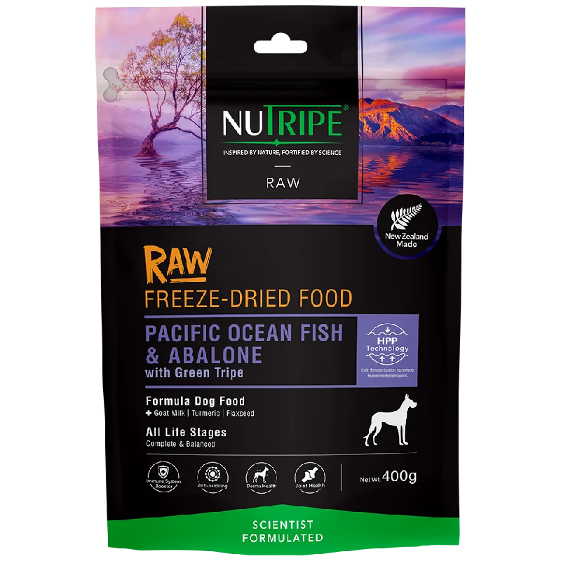 Nutripe Dog Raw Freeze Dried Pacific Ocean Fish & Abalone with Green Tripe 400g ( EXPIRY 22 MAY 2025 )