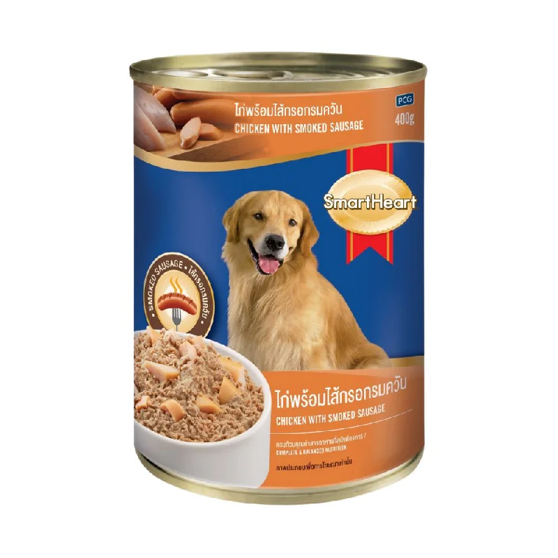 SmartHeart Dog Can Chicken With Smoked Sausage 400g